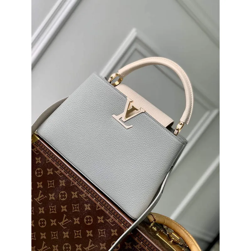 LV M21296 Louis Vuitton Capucines MM Taška Steeple Gray / Greige