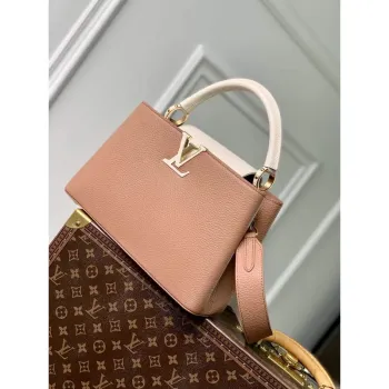 LV M21045 Louis Vuitton Capucines MM Taška Trianon Růžová / Šedobéžová