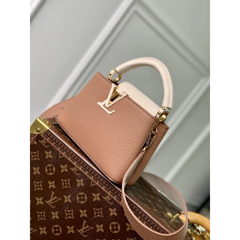 LV M21045 Louis Vuitton Capucines Mini Kabelka Trianon Růžová / Šedobéžová