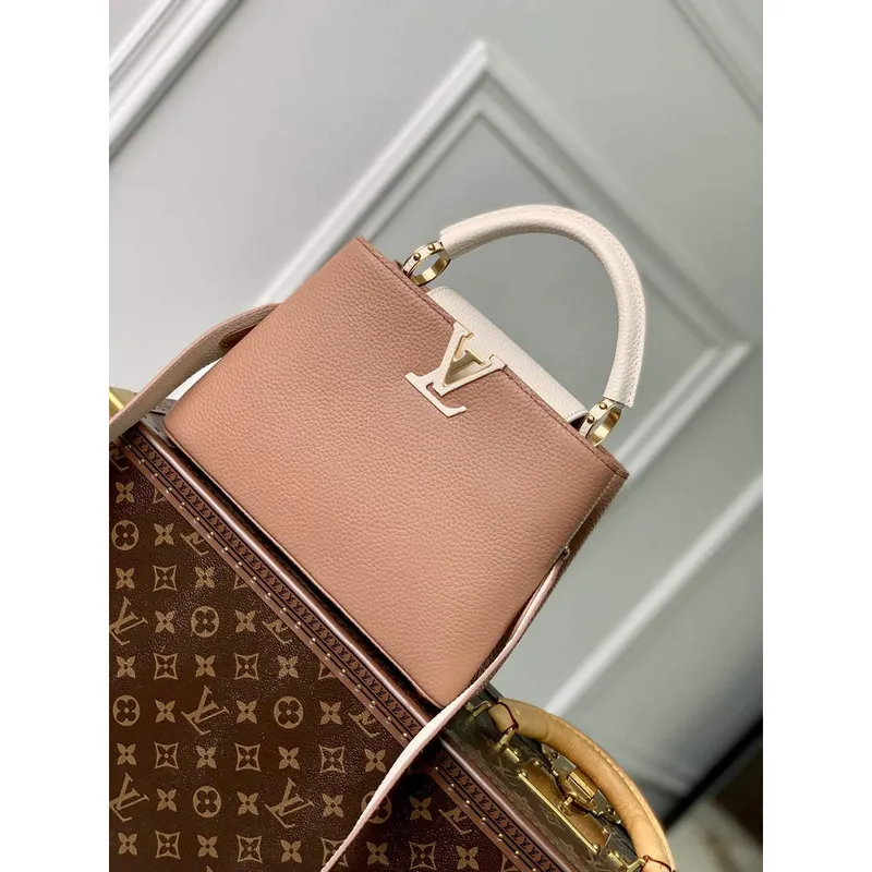 LV M21045 Louis Vuitton Capucines BB Kabelka Trianon Růžová / Šedobéžová