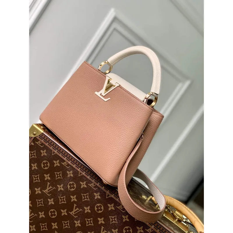 LV M21045 Louis Vuitton Capucines BB Kabelka Trianon Růžová / Šedobéžová