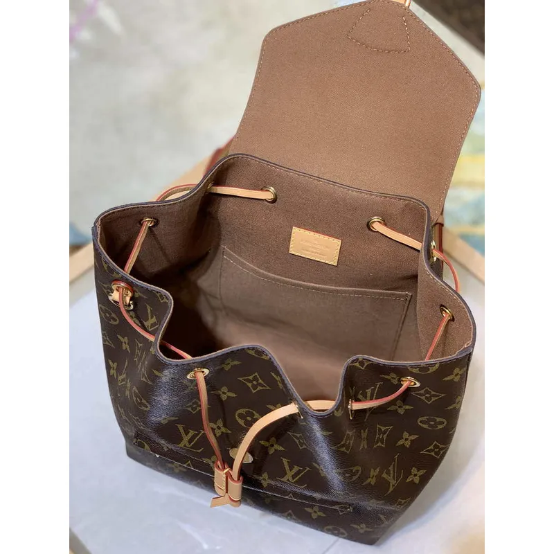 Louis Vuitton LV M45501 Montsouris PM monogram plátno přírodní kůže