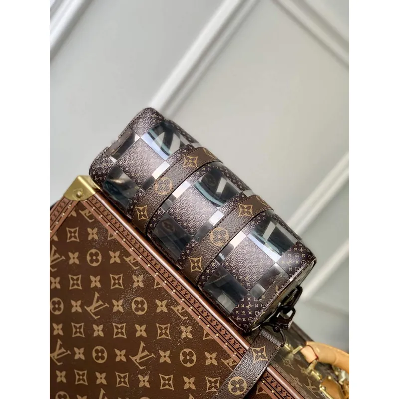 LV M20872 Louis Vuitton Keepall Bandouliere 25 Taška Hnědá