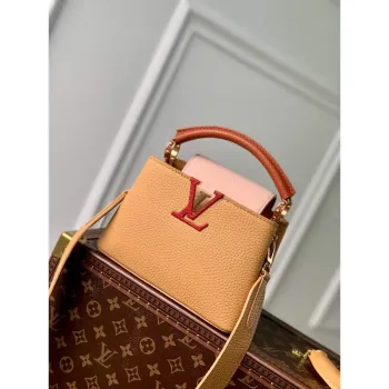 LV M20784 Louis Vuitton Capucines Mini Kabelka Dřevěná Hnědá