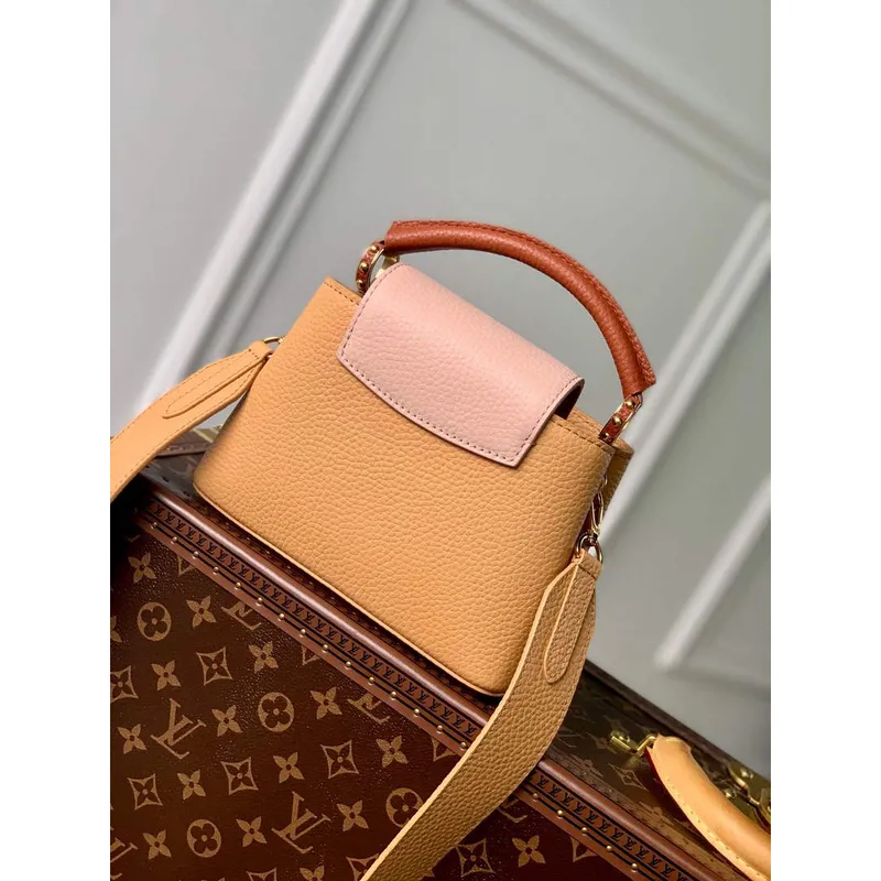 LV M20784 Louis Vuitton Capucines Mini Kabelka Dřevěná Hnědá