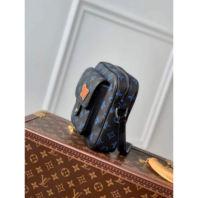 LV M81854 Louis Vuitton Christopher Nositelné Peněženka Modrá