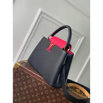 LV M94755 Louis Vuitton Capucines BB Kabelka Černá Růžový Berlingot