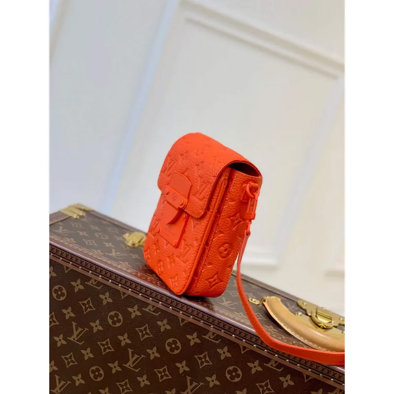 LV M81525 Louis Vuitton S LOCK Vertikální nositelná peněženka oranžová