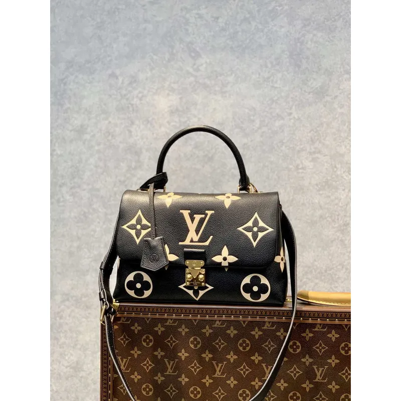 LV M45978 Louis Vuitton Madeleine MM Bicolor Monogram Empreinte Kůže Černá