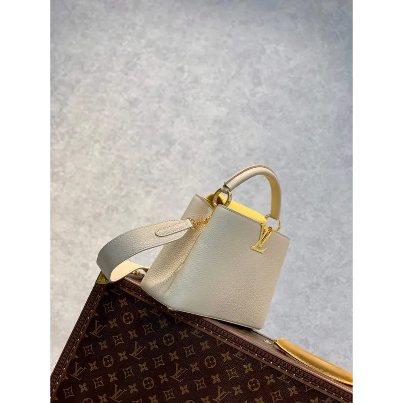 LV M59512 Louis Vuitton Capucines BB Taška Crème Beige / Plume Yellow