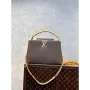 LV M59516 Louis Vuitton Capucines MM Kabelka Smoky Hnědá Zelená/Crème/Růžová