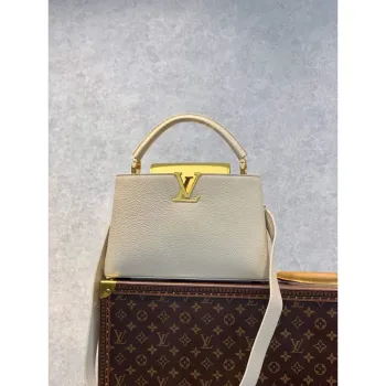 LV M59883 Louis Vuitton Capucines MM Kabelka Crème Beige / Plume Yellow