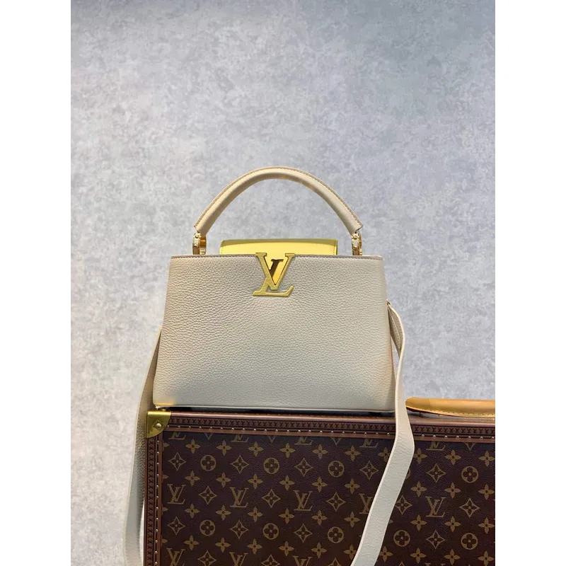 LV M59883 Louis Vuitton Capucines MM Kabelka Crème Beige / Plume Yellow