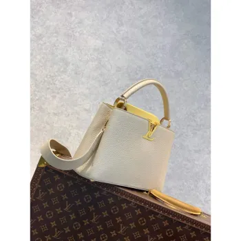 LV M59883 Louis Vuitton Capucines MM Kabelka Crème Beige / Plume Yellow