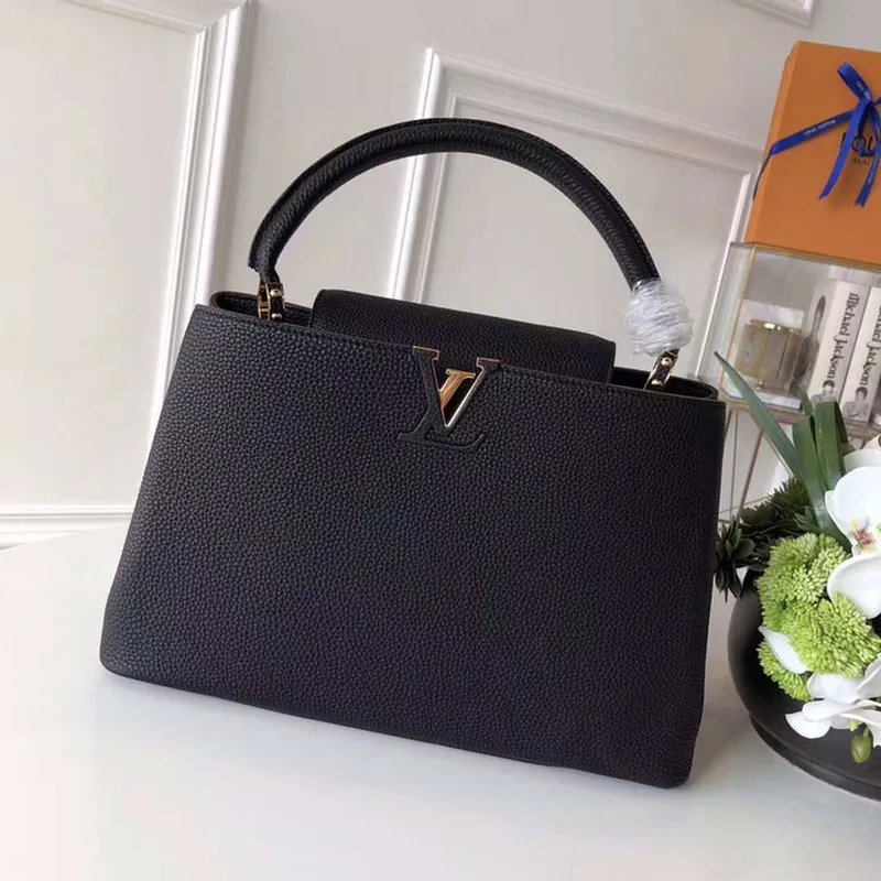 LV M48864 Louis Vuitton MM Capucines Kožená taška M42259 Černá