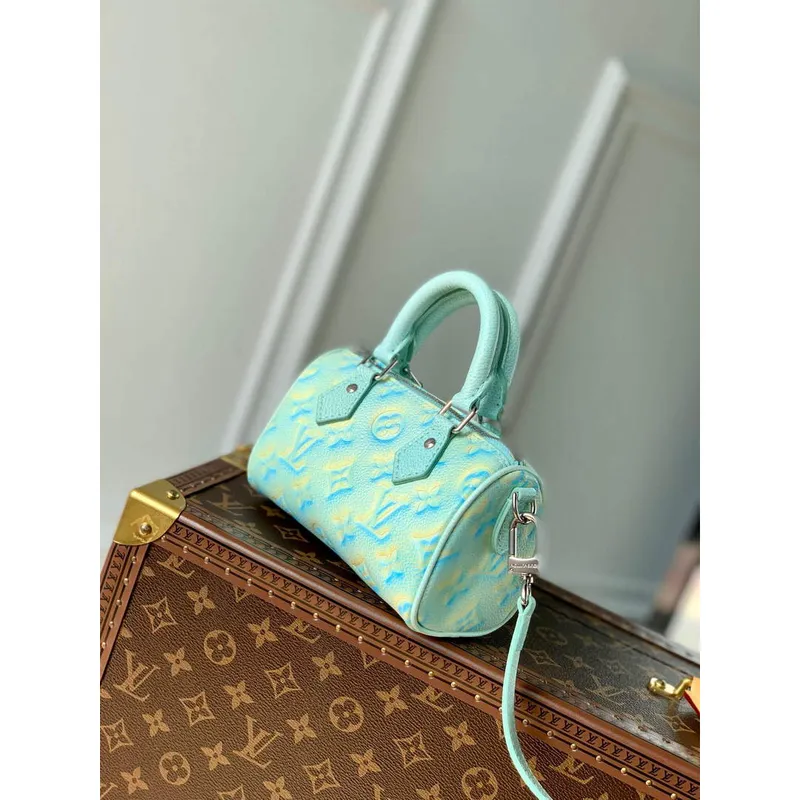 LV M81625 Louis Vuitton Nano Speedy Bag Vert d'eau Zelená