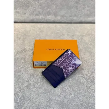 LV M81432 Louis Vuitton Držák na mince a karty Jiná kůže Modrá