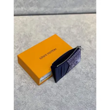 LV M81432 Louis Vuitton Držák na mince a karty Jiná kůže Modrá