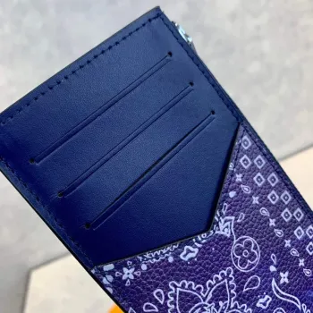 LV M81432 Louis Vuitton Držák na mince a karty Jiná kůže Modrá