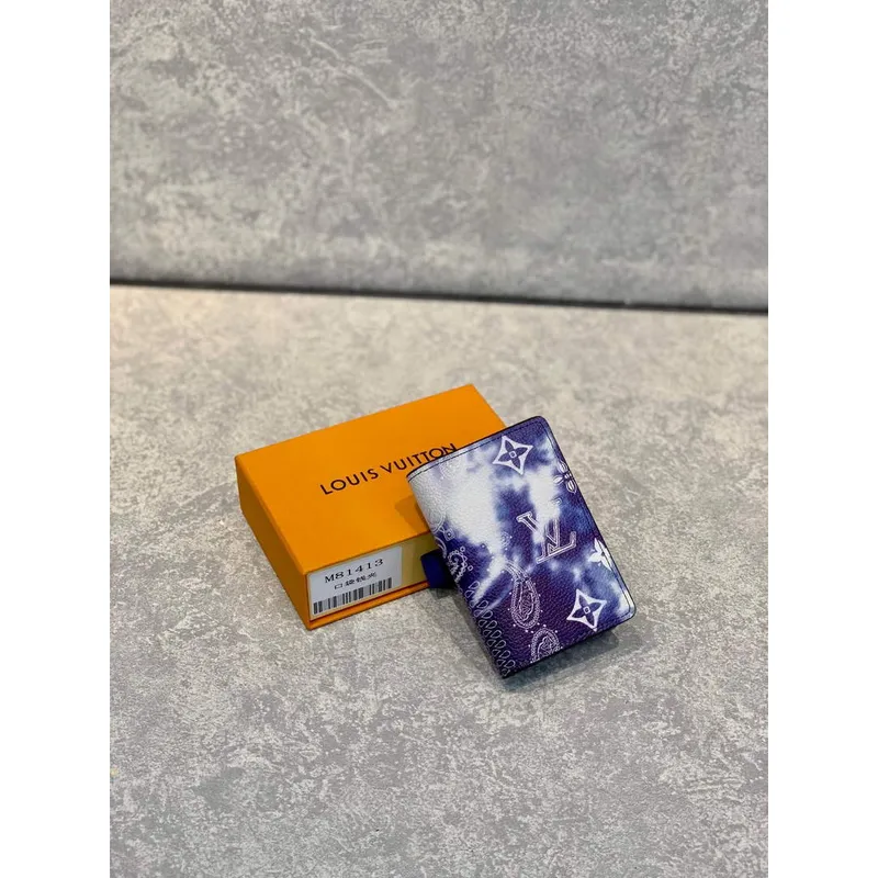 LV M81413 Louis Vuitton Pocket Organizer Ostatní kůže Modrá