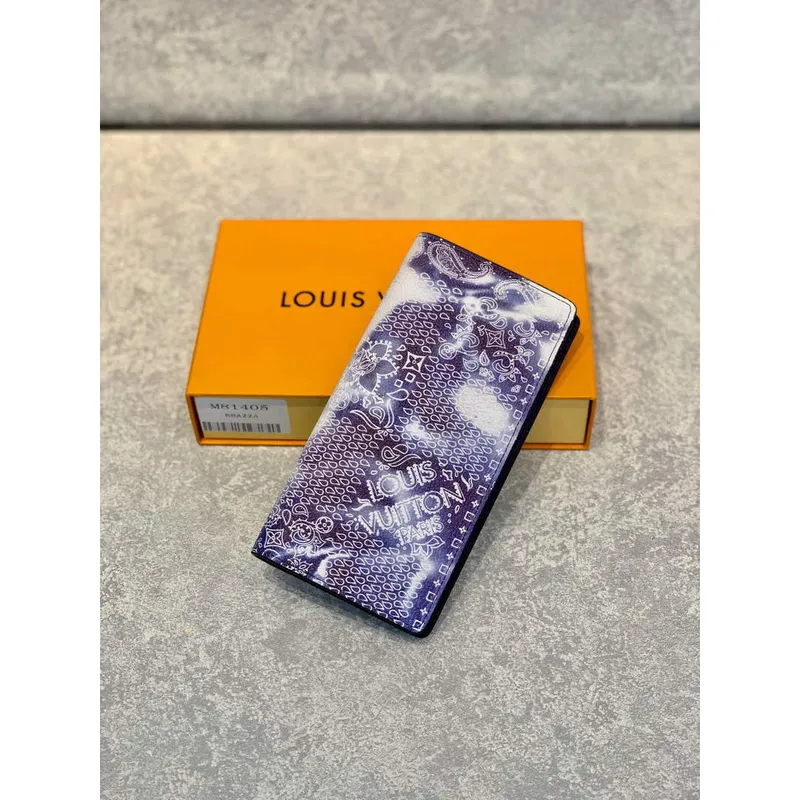 LV M81405 Louis Vuitton Brazza Wallet jiné kůže Modrá