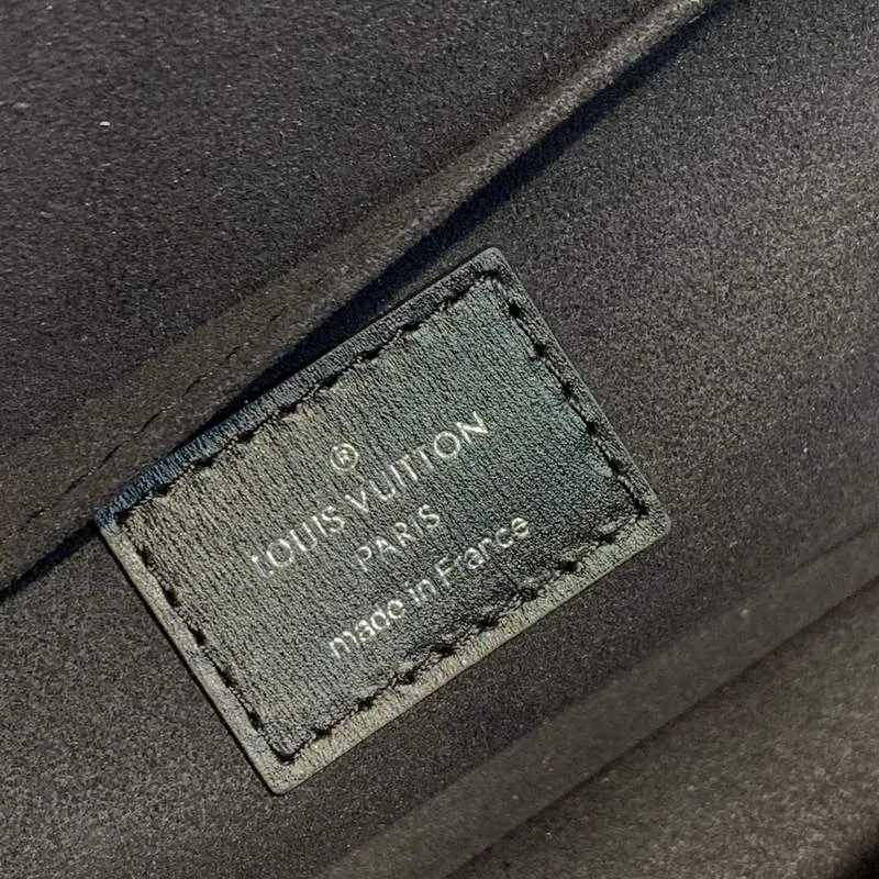 LV M59631 Louis Vuitton Dauphine MM Džínová kožená taška černá