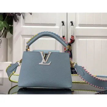 LV M57671 Louis Vuitton Capucines MM Kabelka Světle Modrá