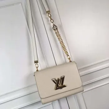LV M59403 Louis Vuitton Twist MM Epi bílá zrnitá kůže