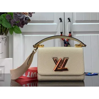 LV M59687 Louis Vuitton Twist PM Epi kůže Kabelka Quartz Bílá