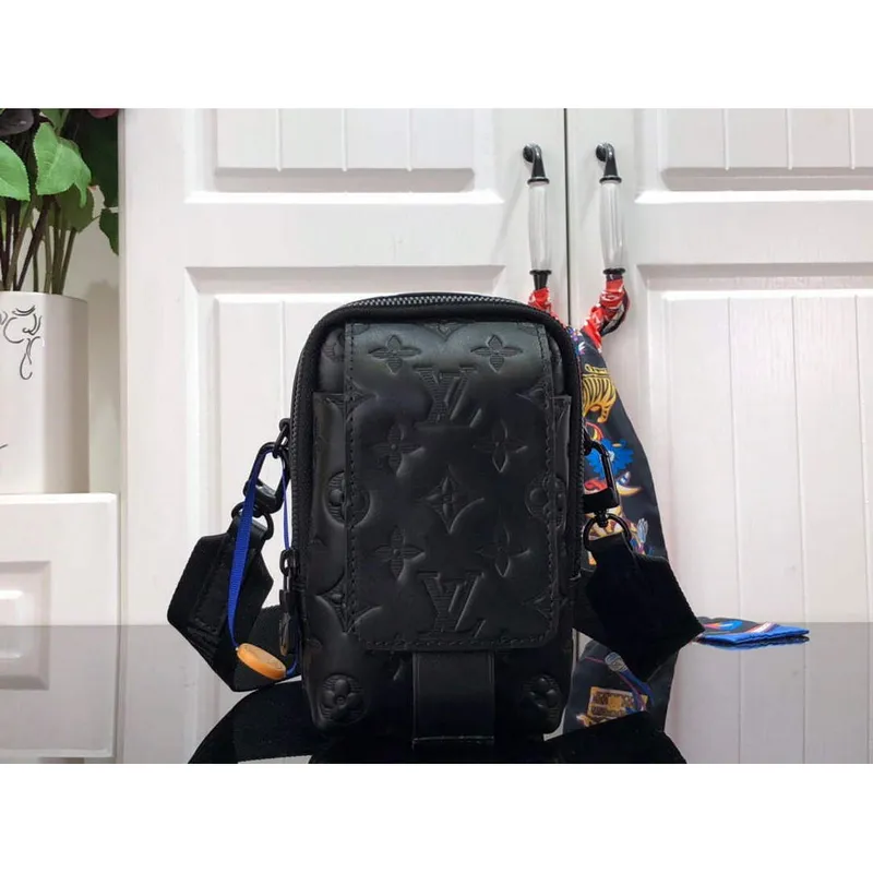 LV M81005 Louis Vuitton Klapková Dvojitá Taška na Telefon Černá