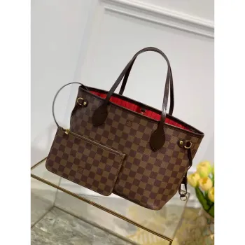 Louis Vuitton LV N41359 Neverfull PM Damier Ebene potažená plátno