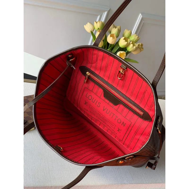 Louis Vuitton LV N41359 Neverfull PM Damier Ebene potažená plátno