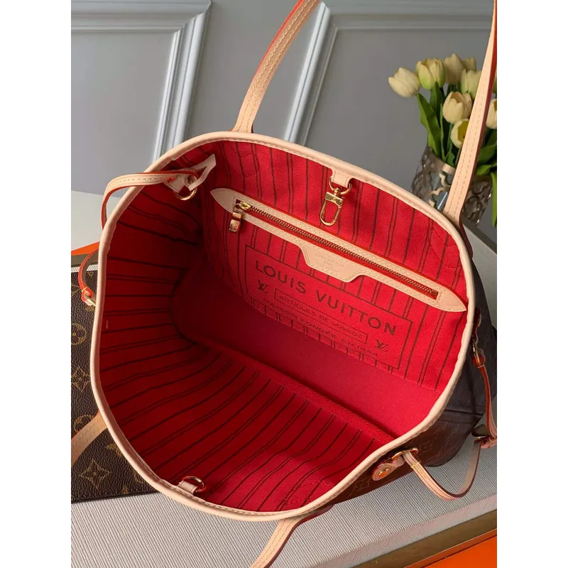 Louis Vuitton LV M41001 Neverfull PM Monogram Canvas Červená