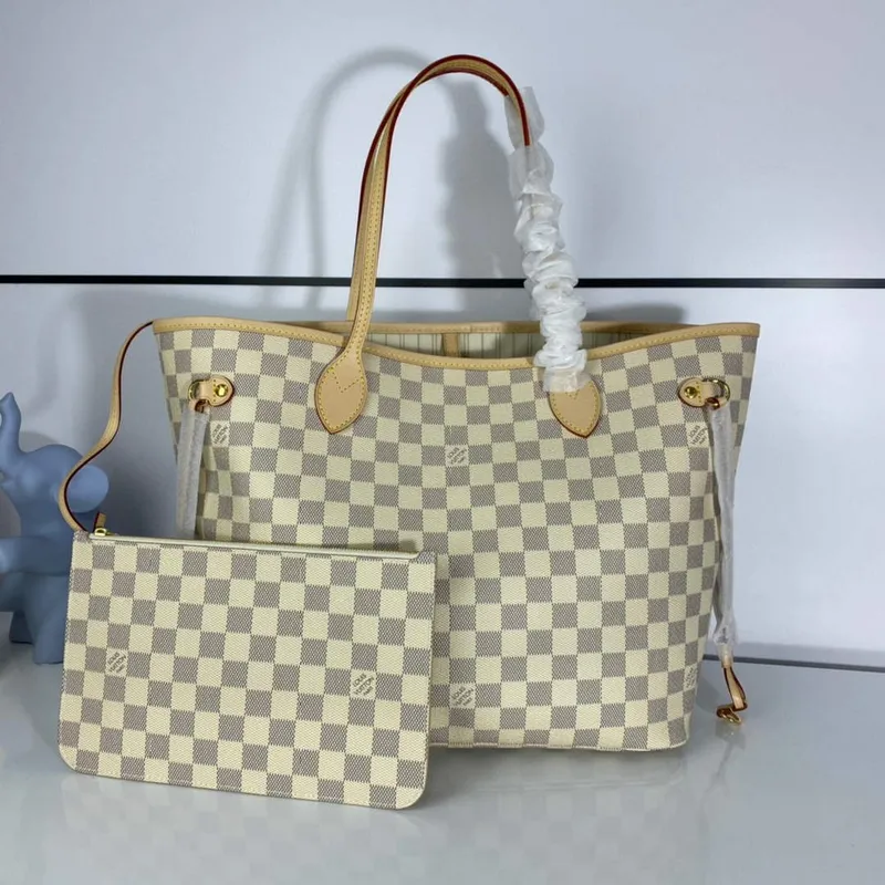 Louis Vuitton LV N41361 Neverfull MM Damier Azur Béžová