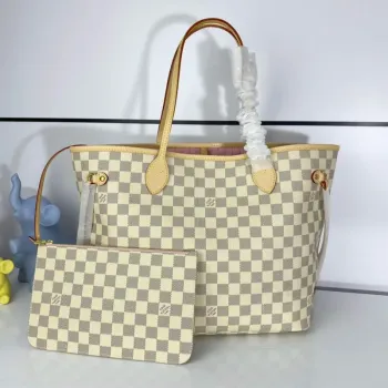 Louis Vuitton LV N41361 Neverfull MM Damier Azur Rose Ballerine Růžová