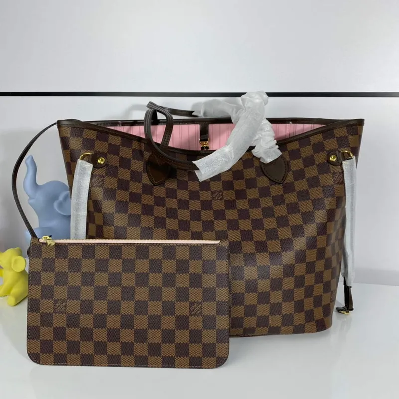 Louis Vuitton LV N41603 Neverfull MM Damier Ebene Rose Ballerine Růžová