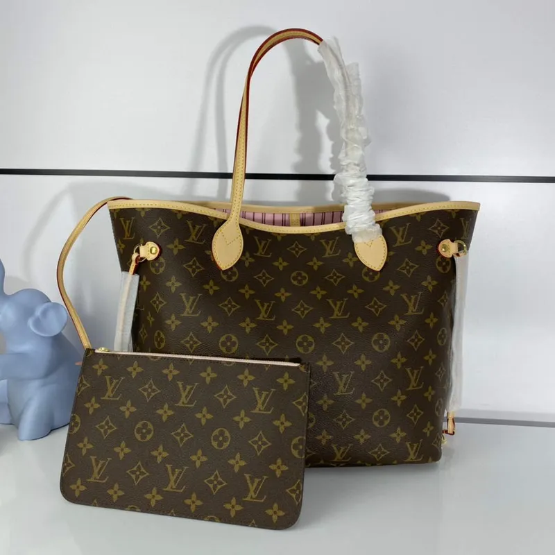 Louis Vuitton LV M50366 Neverfull MM Monogram Canvas Cerise Pink