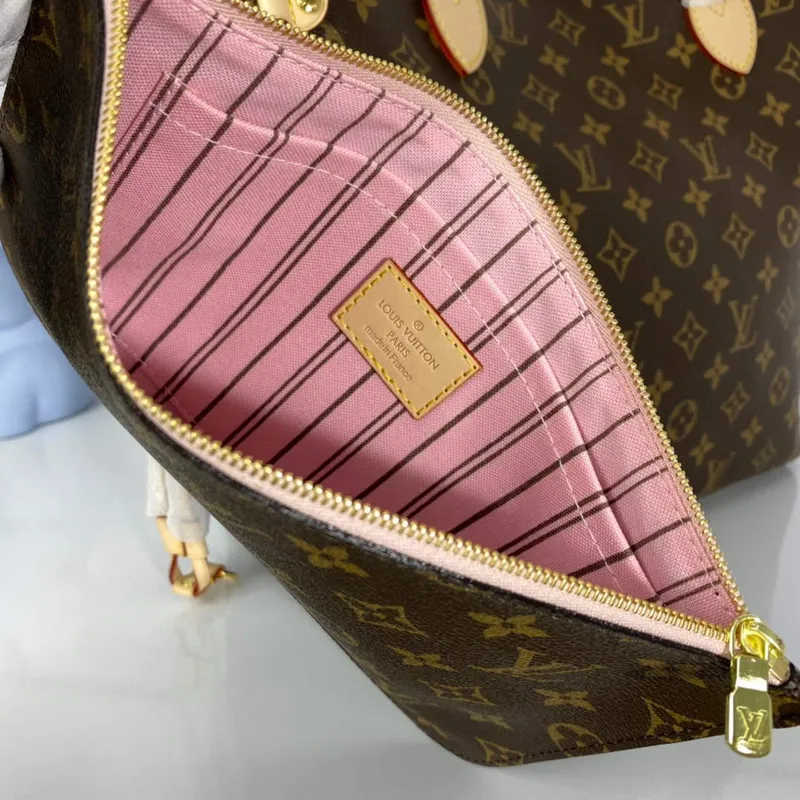 Louis Vuitton LV M50366 Neverfull MM Monogram Canvas Cerise Pink