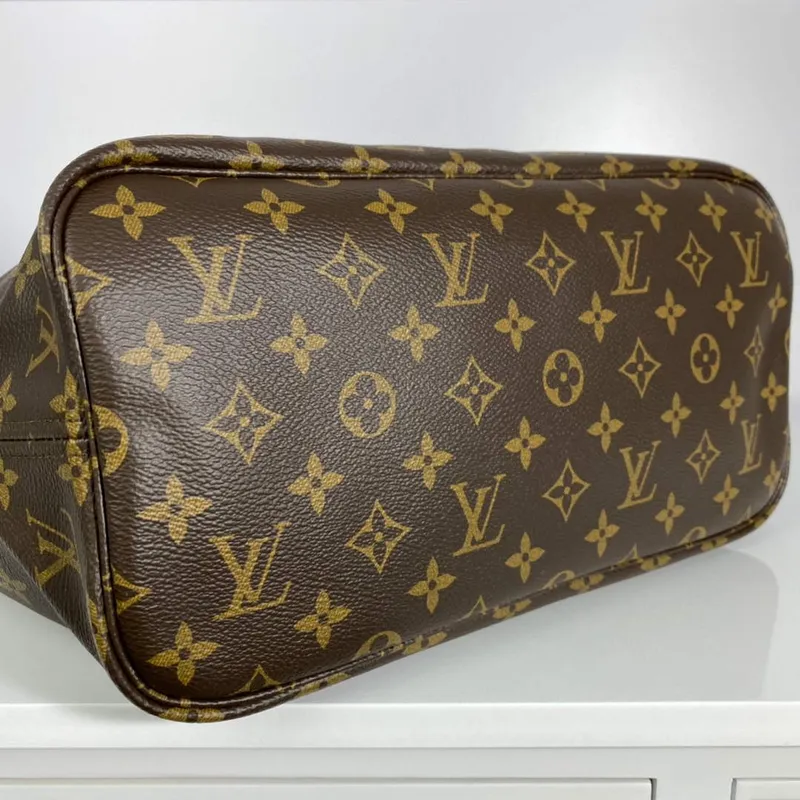 Louis Vuitton LV M40997 Neverfull MM Monogram Canvas Cerise Yellow