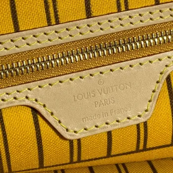 Louis Vuitton LV M40997 Neverfull MM Monogram Canvas Cerise Yellow