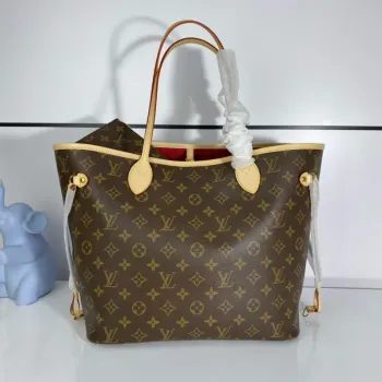 Louis Vuitton LV M41177 Neverfull MM Monogram Canvas Cerise Red