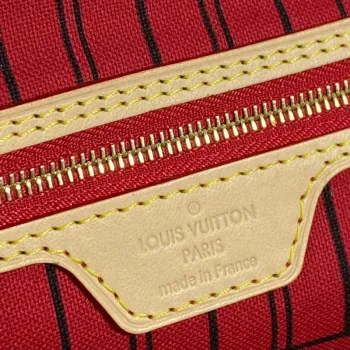 Louis Vuitton LV M41177 Neverfull MM Monogram Canvas Cerise Red