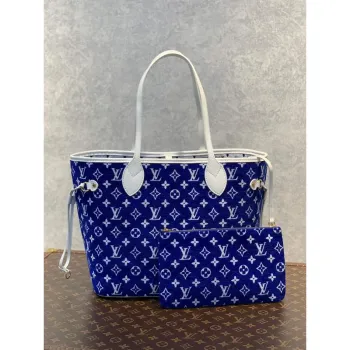 Louis Vuitton LV M46220 Neverfull MM Tote Bag Modrá