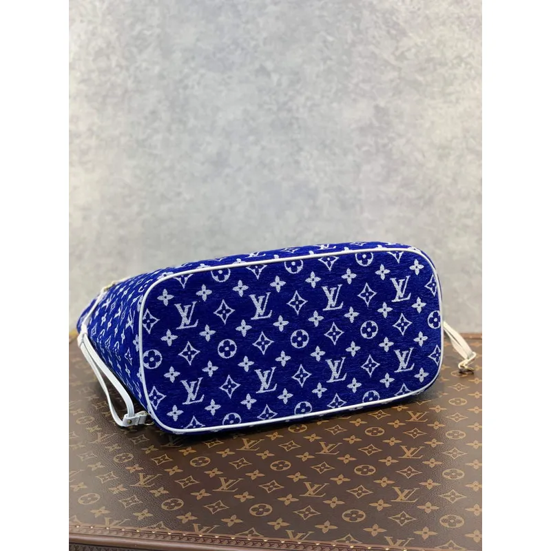 Louis Vuitton LV M46220 Neverfull MM Tote Bag Modrá