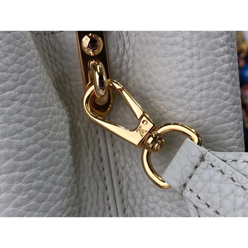 LV M59468 Louis Vuitton Capucines BB Kabelka Sněhově bílá a Cedrat