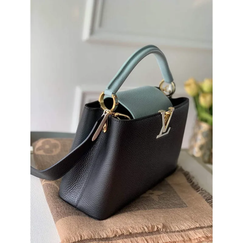 LV M57523 Louis Vuitton Capucines MM Kabelka Černá a Modrá