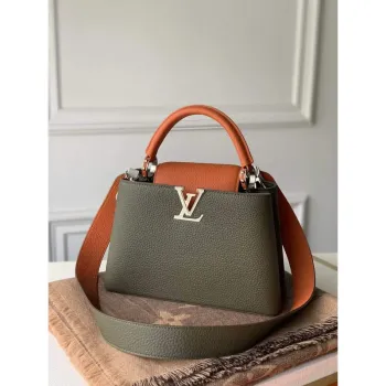LV M57522 Louis Vuitton Capucines BB Kabelka Zelená a Hnědá