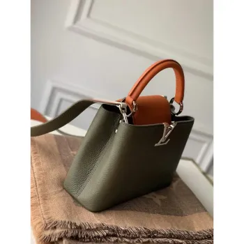 LV M57522 Louis Vuitton Capucines BB Kabelka Zelená a Hnědá