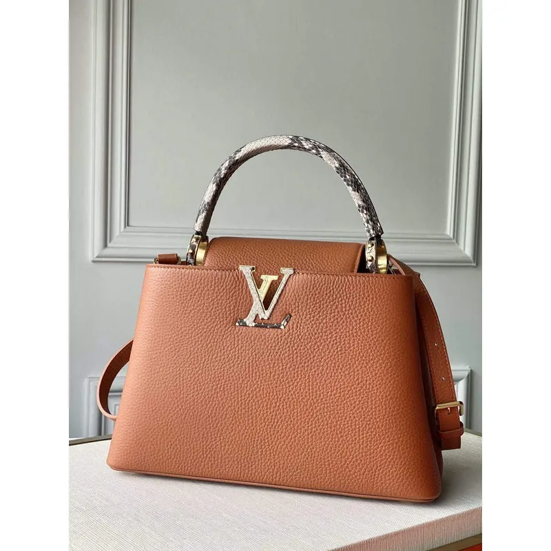 LV N97980 Louis Vuitton Capucines MM Taška Hnědá
