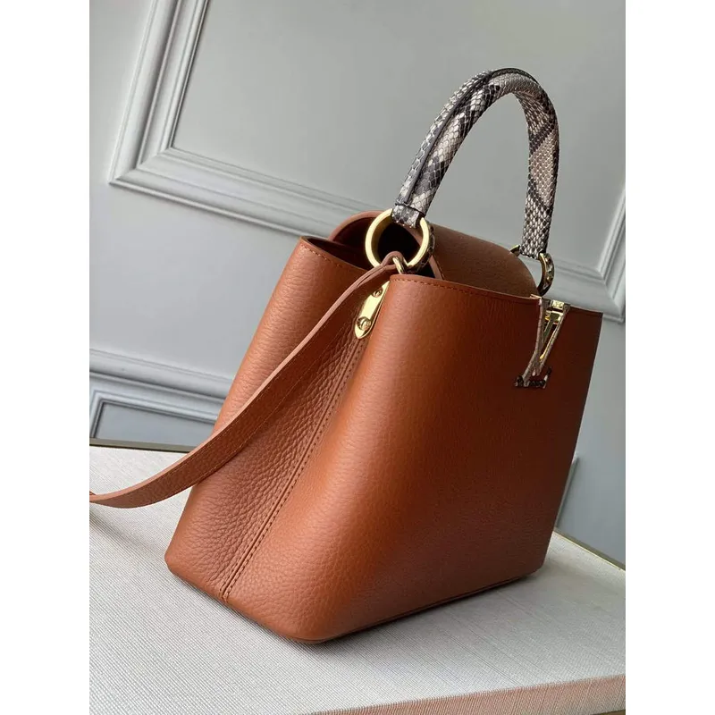 LV N97980 Louis Vuitton Capucines MM Taška Hnědá